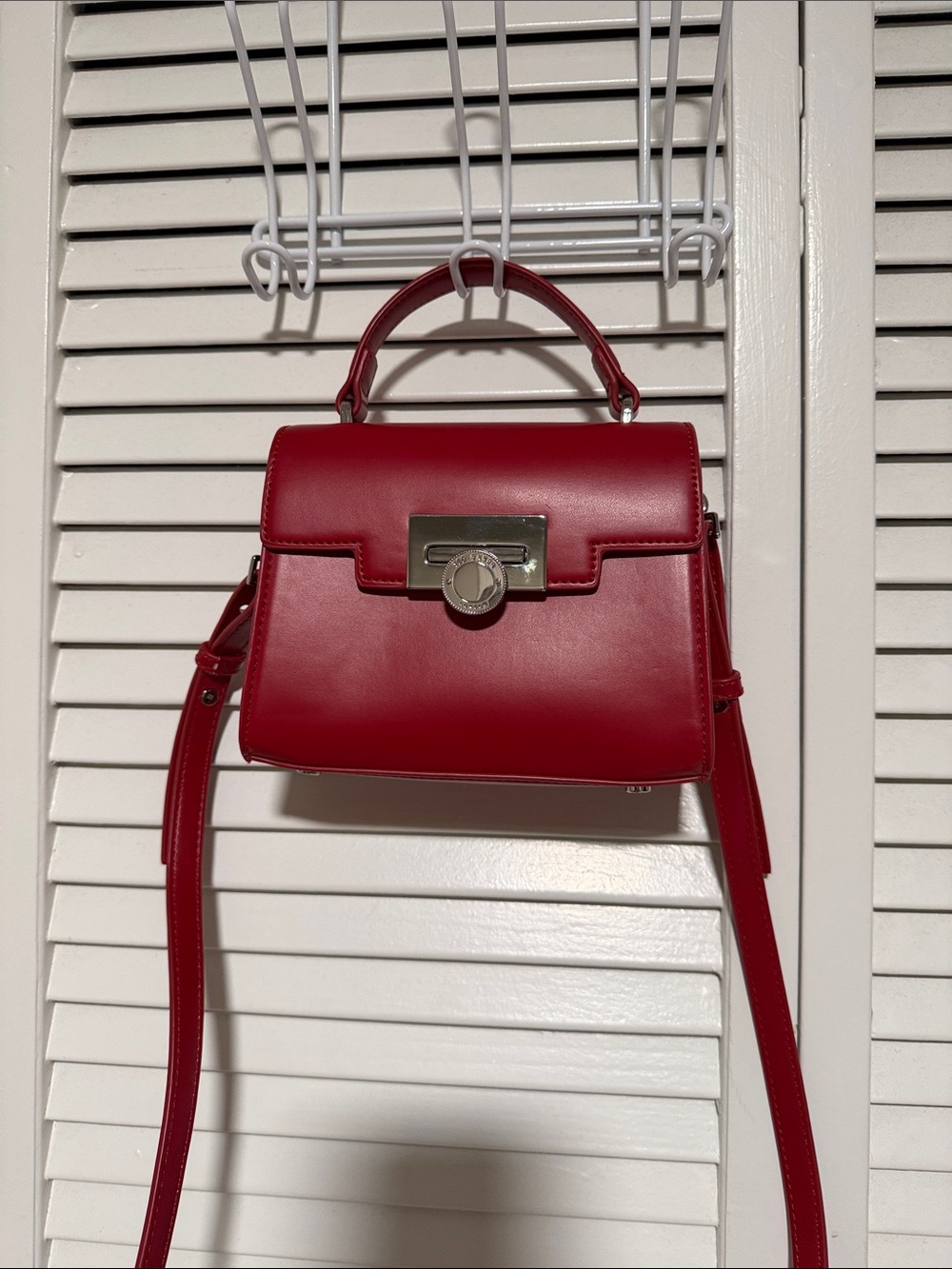 Ted Baker Red Top-Handle Satchel with Silver Hardware
